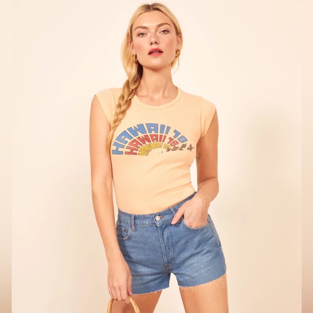 Reformation Dixie High Waist Denim Cutoff Jean Shorts Size 26
